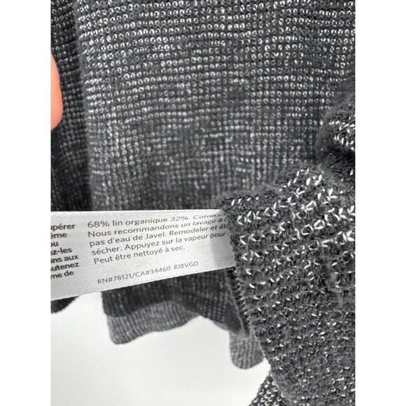 Eileen Fisher Womens size XL Organic Linen Gray Textured Knit V-Neck hoodie top - Picture 3 of 4